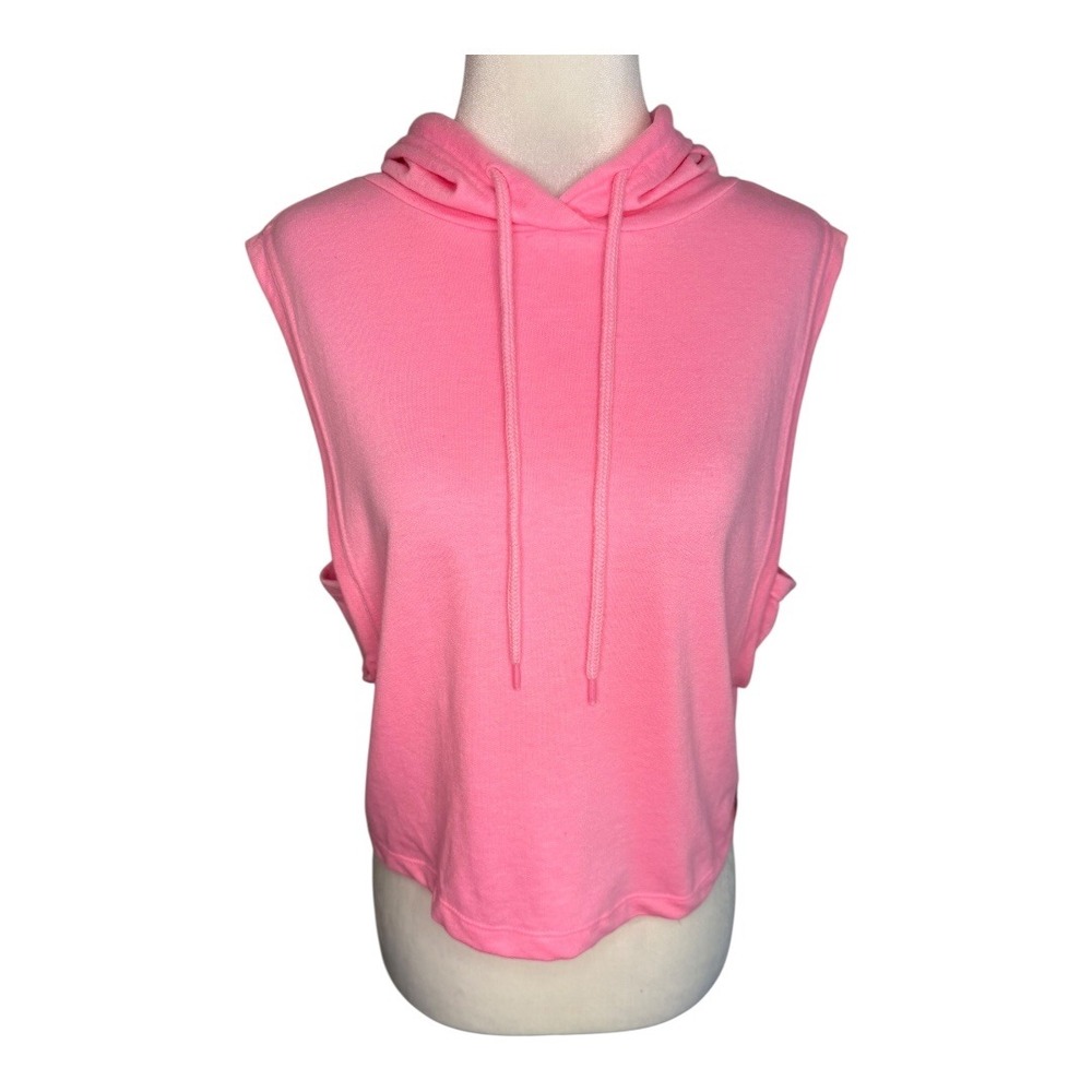 Urban Rebel Pink Sleeveless Hoodie Cropped Athleisure Activewear Large NWT‎